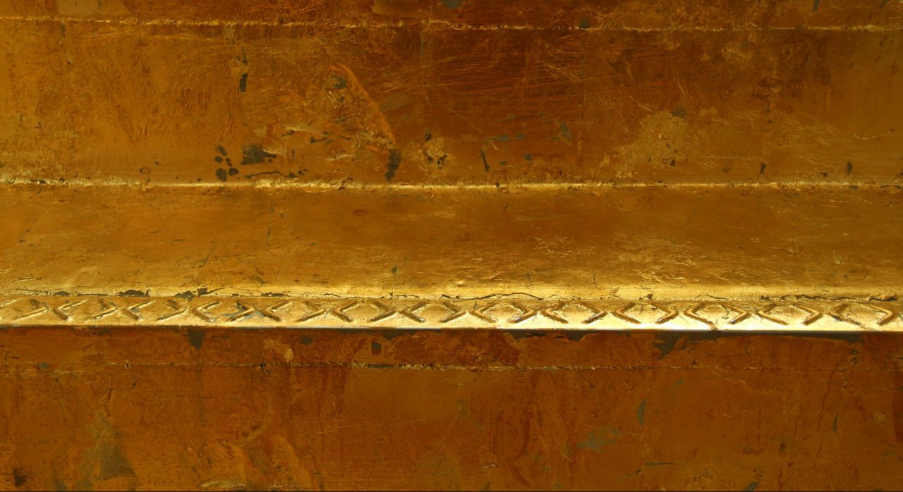 Close-up of Priyageetha Dia's golden staircase at Jalan Rajah