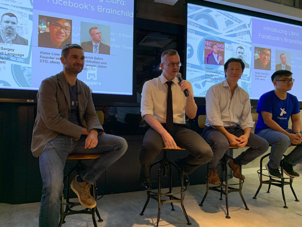 The moderator and panelists of The Dappers' event Introducing Libra: Facebook’s brainchild, on 16 July 2019.